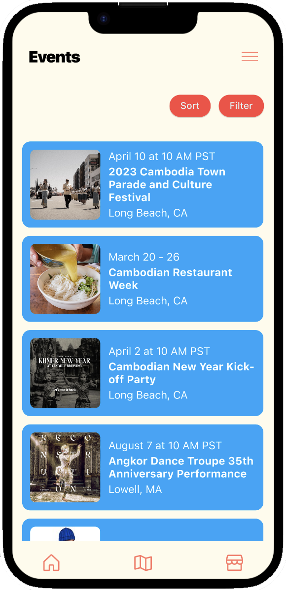 Event list screen